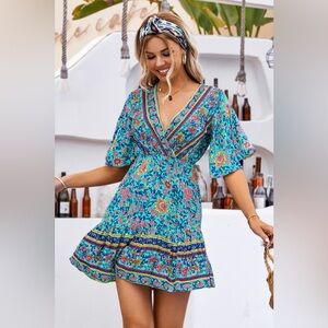 NWT Cupshe Gertie V Neck Boho Dress
